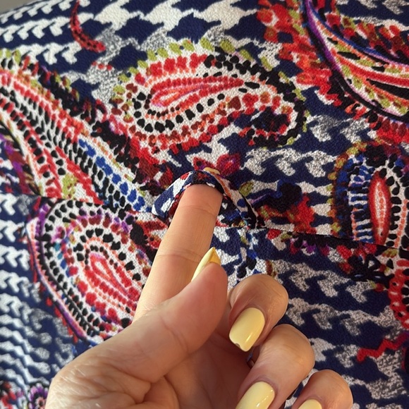 Anthropologie Fig and Flower paisley Tunic top oversize 3/4 tie sleeve pockets M - Picture 10 of 17